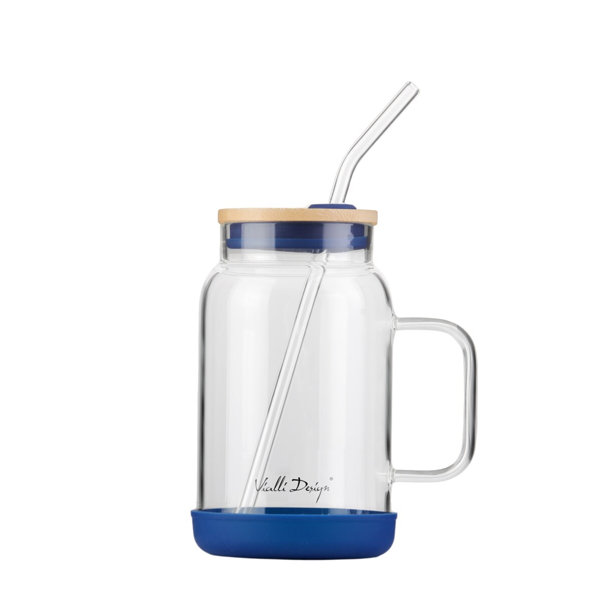Słoik ze słomką 600 ml granatowy Fuori 29811