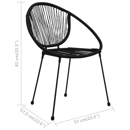 vidaXL Krzesła ogrodowe, 2 szt., rattan PVC, czarne