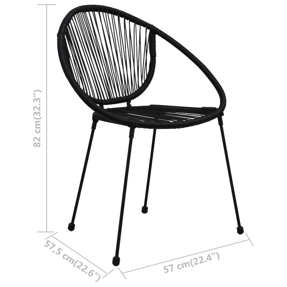 vidaXL Krzesła ogrodowe, 2 szt., rattan PVC, czarne