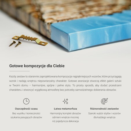 Zestaw 5 obrazów na płótnie - Kwiatowe rynki styl boho - różowy