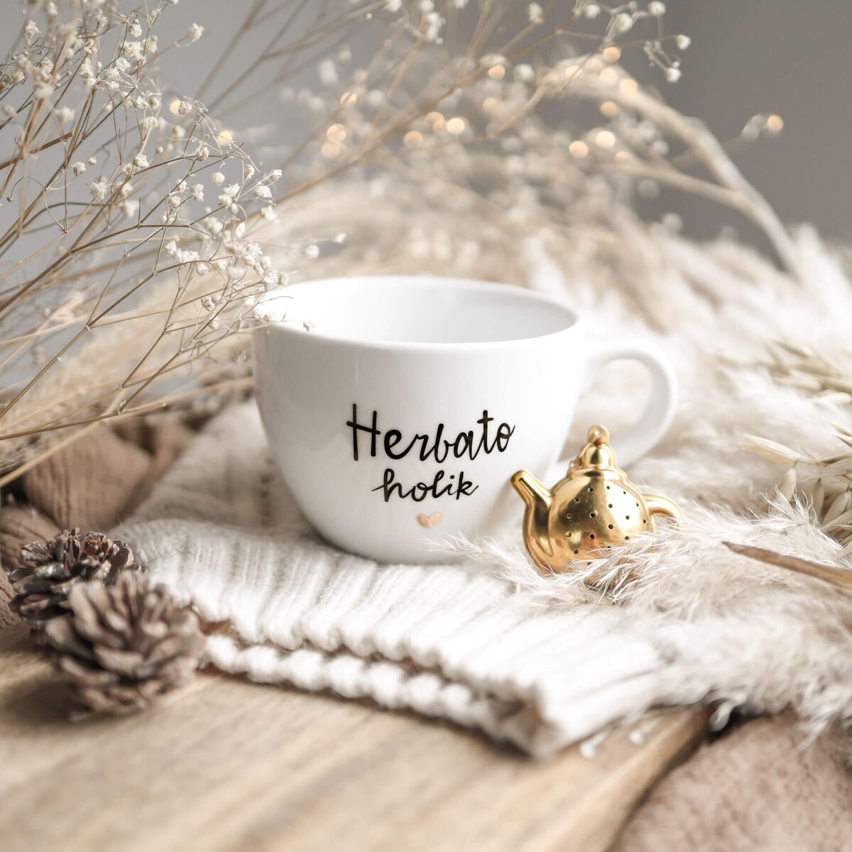 Kubek 500 ml - Herbatoholik ZŁOTE SERCE