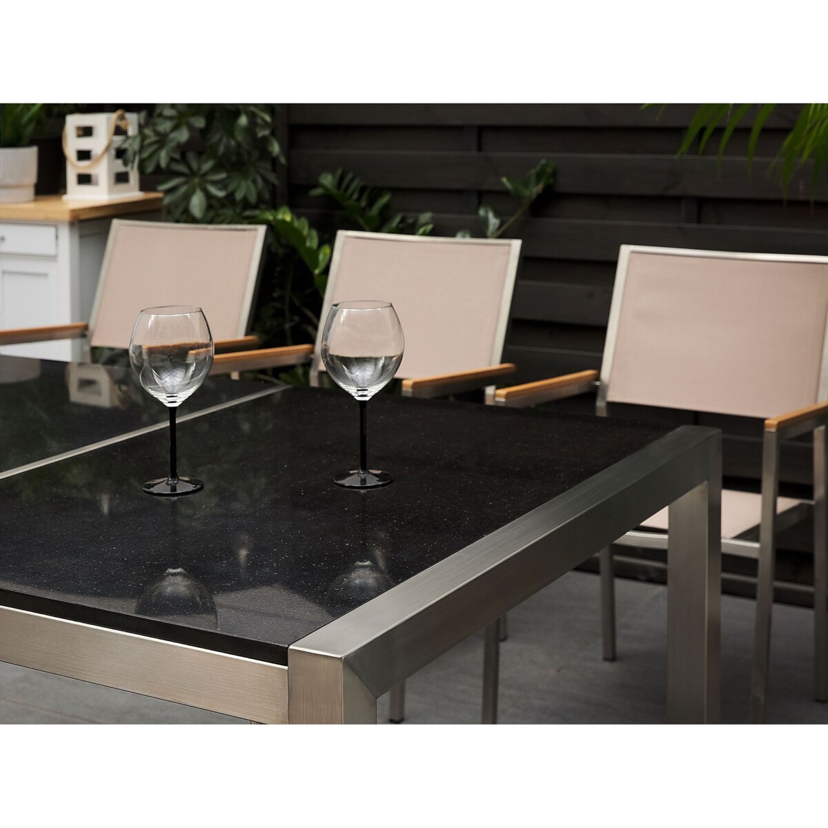Stół ogrodowy GROSSETO 220 cm 100 cm Granit Polerowany Czarny