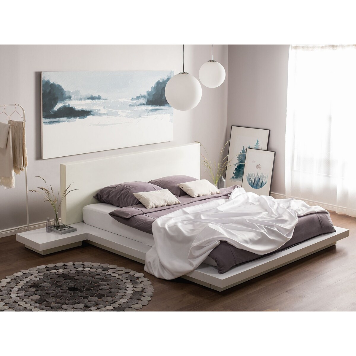 Łóżko wodne ze stolikami nocnymi 160 x 200 cm białe ZEN