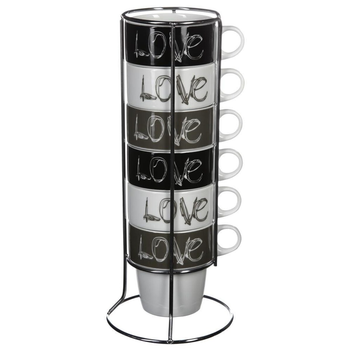 Komplet filiżanek 6 szt. 260 ml na stojaku 30x8,5x8,5 cm POCOLUM