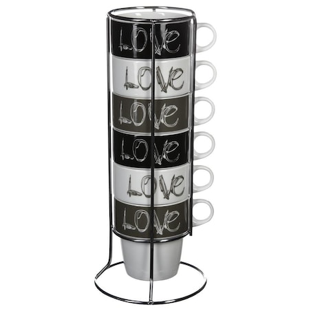 Komplet filiżanek 6 szt. 260 ml na stojaku 30x8,5x8,5 cm POCOLUM