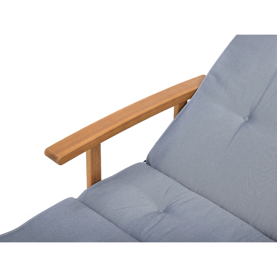 Leżak ogrodowy drewno akacjowe z poduszką niebieską JAVA