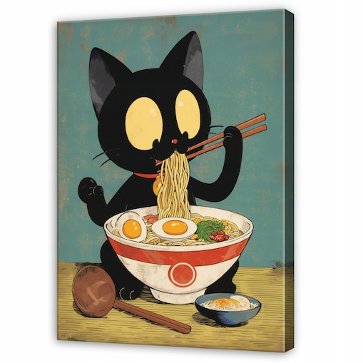 Obraz Do Sypialni Salonu Na Płótnie Kot Retro Czarny 40x60