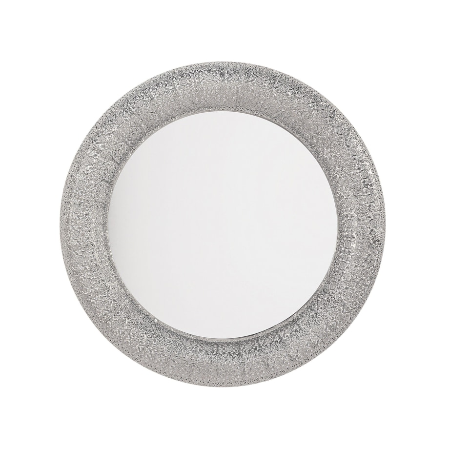 Metalowe okrągłe lustro ścienne ø 80 cm srebrne CHANNAY