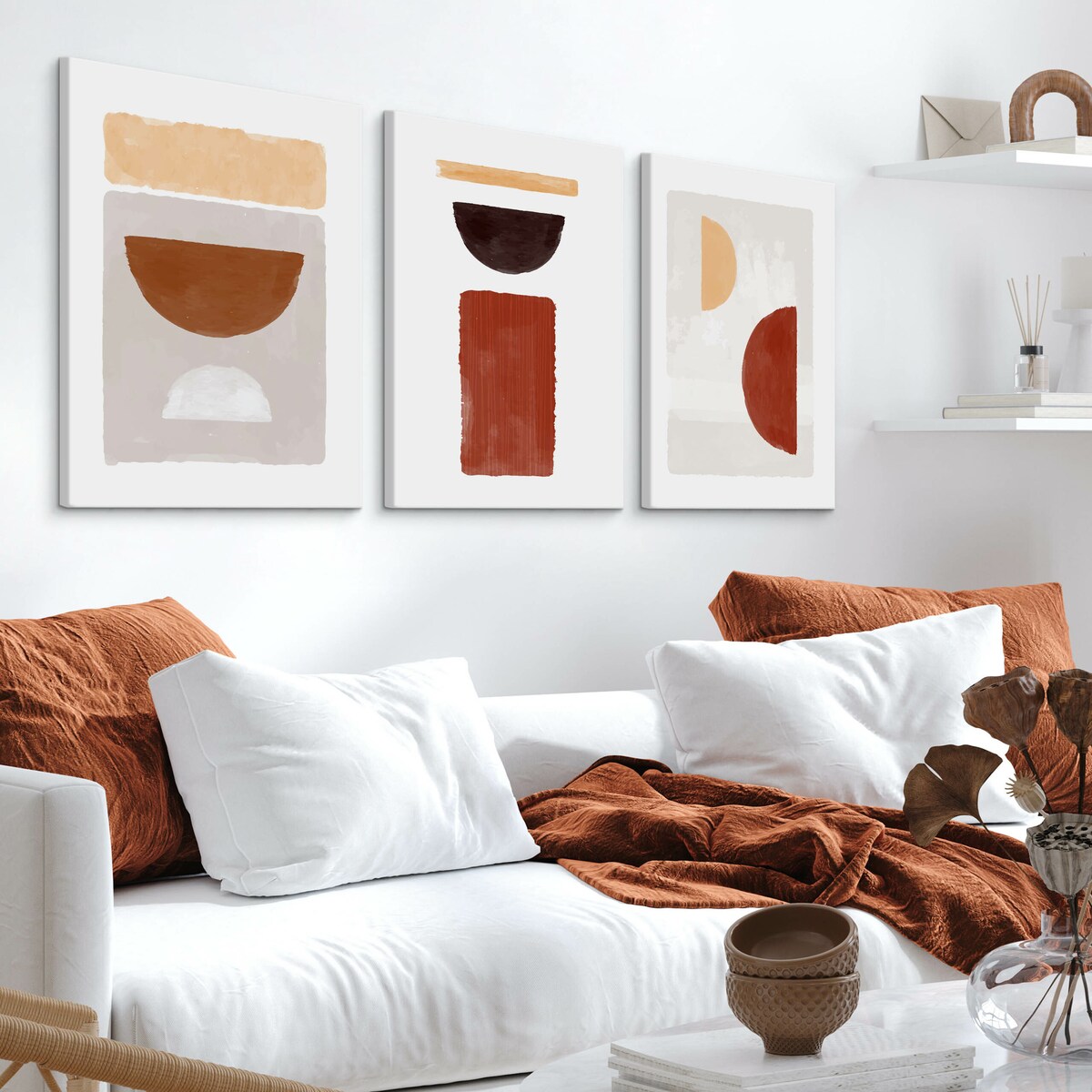 OBRAZY DO SYPIALNI SET AZTECKI WZORY STYL BOHO ABSTRAKCJA 90x40cm