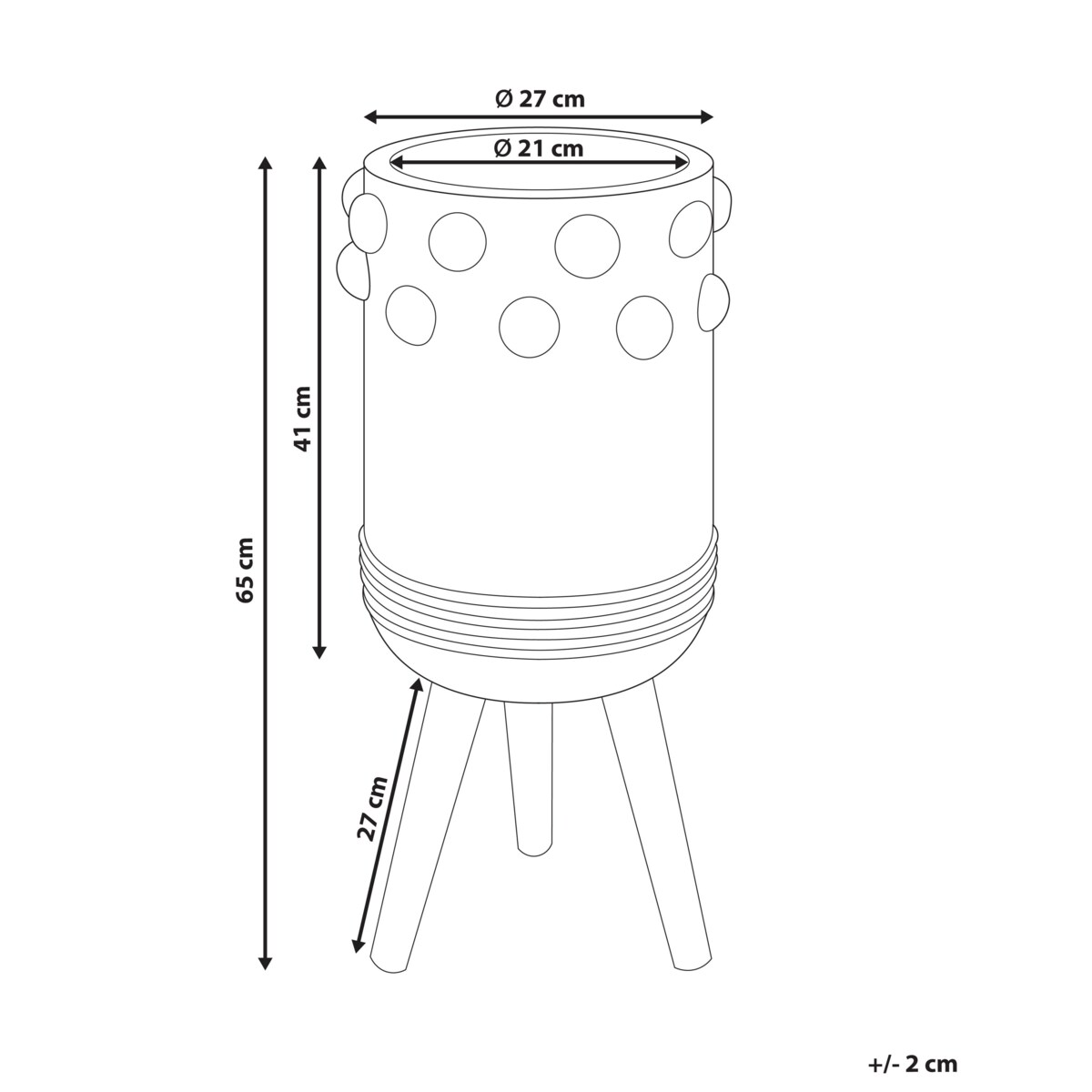 Doniczka na stojaku 27 x 27 x 65 cm piaskowa BLETILLA