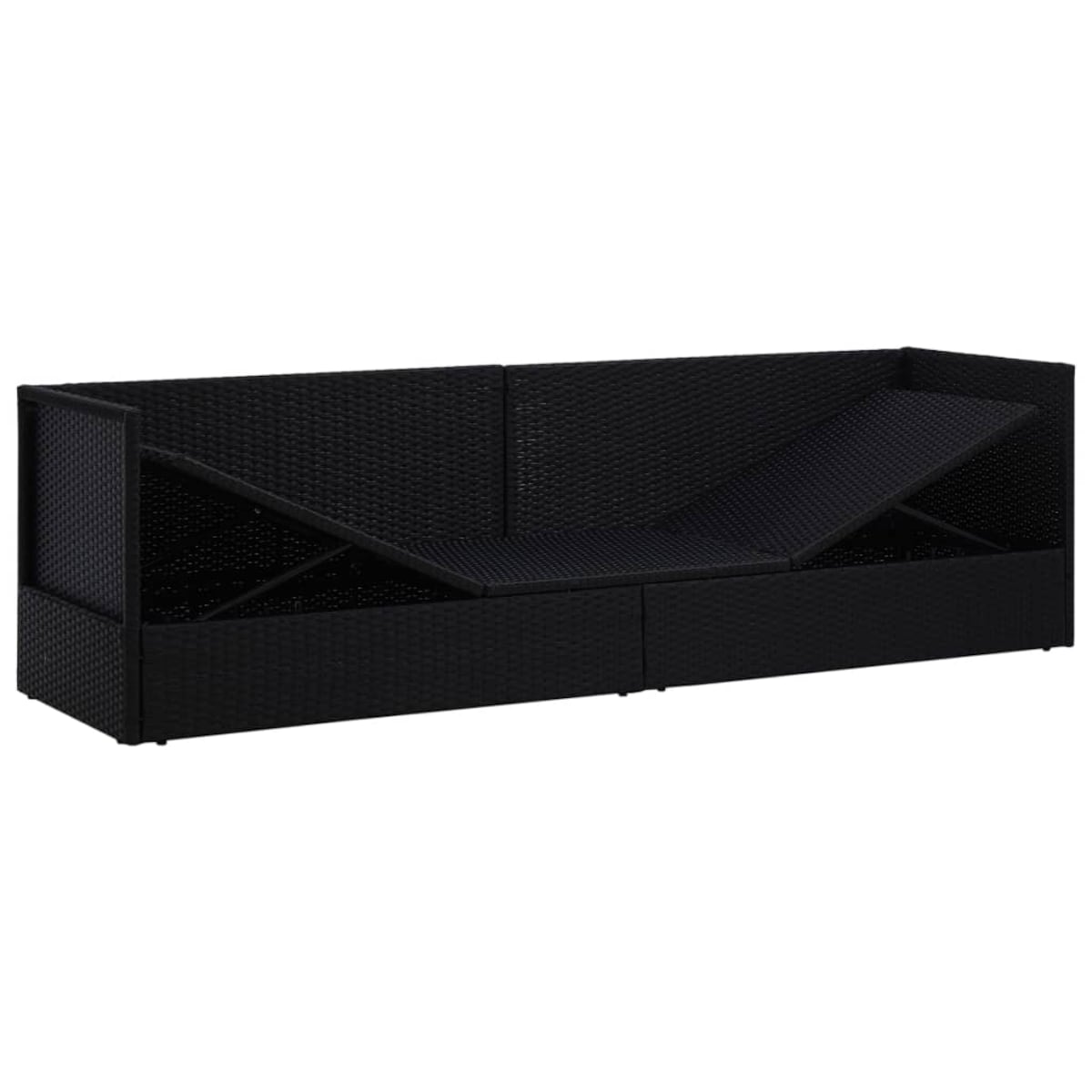 vidaXL Sofa ogrodowa z poduszkami, polirattan, czarna