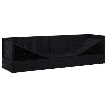 vidaXL Sofa ogrodowa z poduszkami, polirattan, czarna