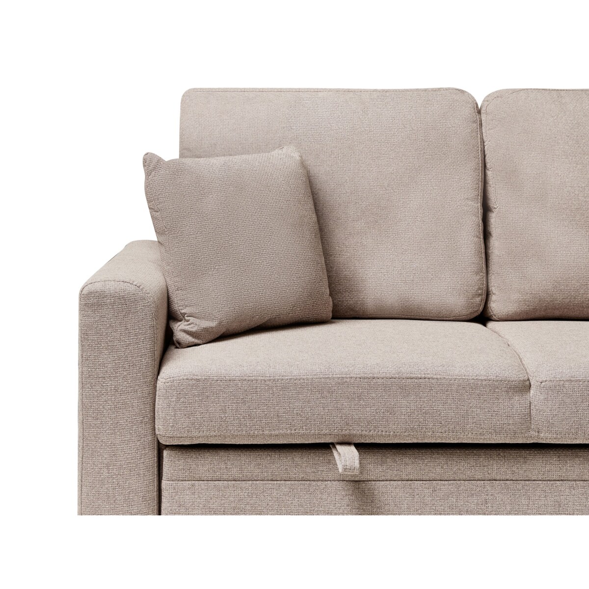 Narożnik rozkładany NASSJO Len syntetyczny Jasnobrązowy ze schowkiem dla 3 osób Lewostronny