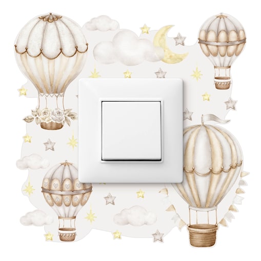 Naklejka Pod Włącznik Do Pokoju Dziecięcego Balony Chmurki Gwiazdy Boho 20x20cm