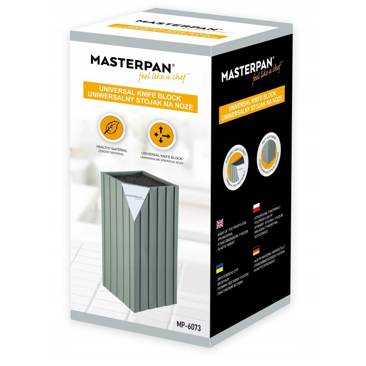 Blok Na Noże Kuchenne Stojak Uniwersalny Wkład Pręciki 22Cm Czarny