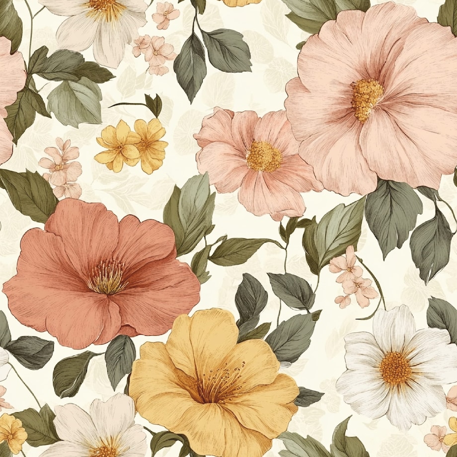 Obrus okrągły FLORAL wzór F45 | kwiaty w sepii - średnica 150 cm