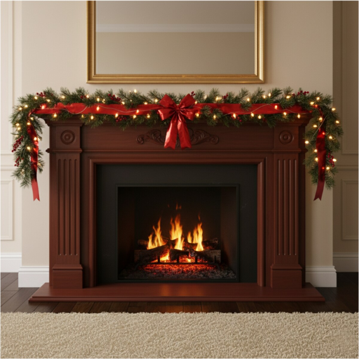 Świąteczna Kokarda Na Drzwi 4,3 M Czerwona Długa Dekoracja 34X40 Cm