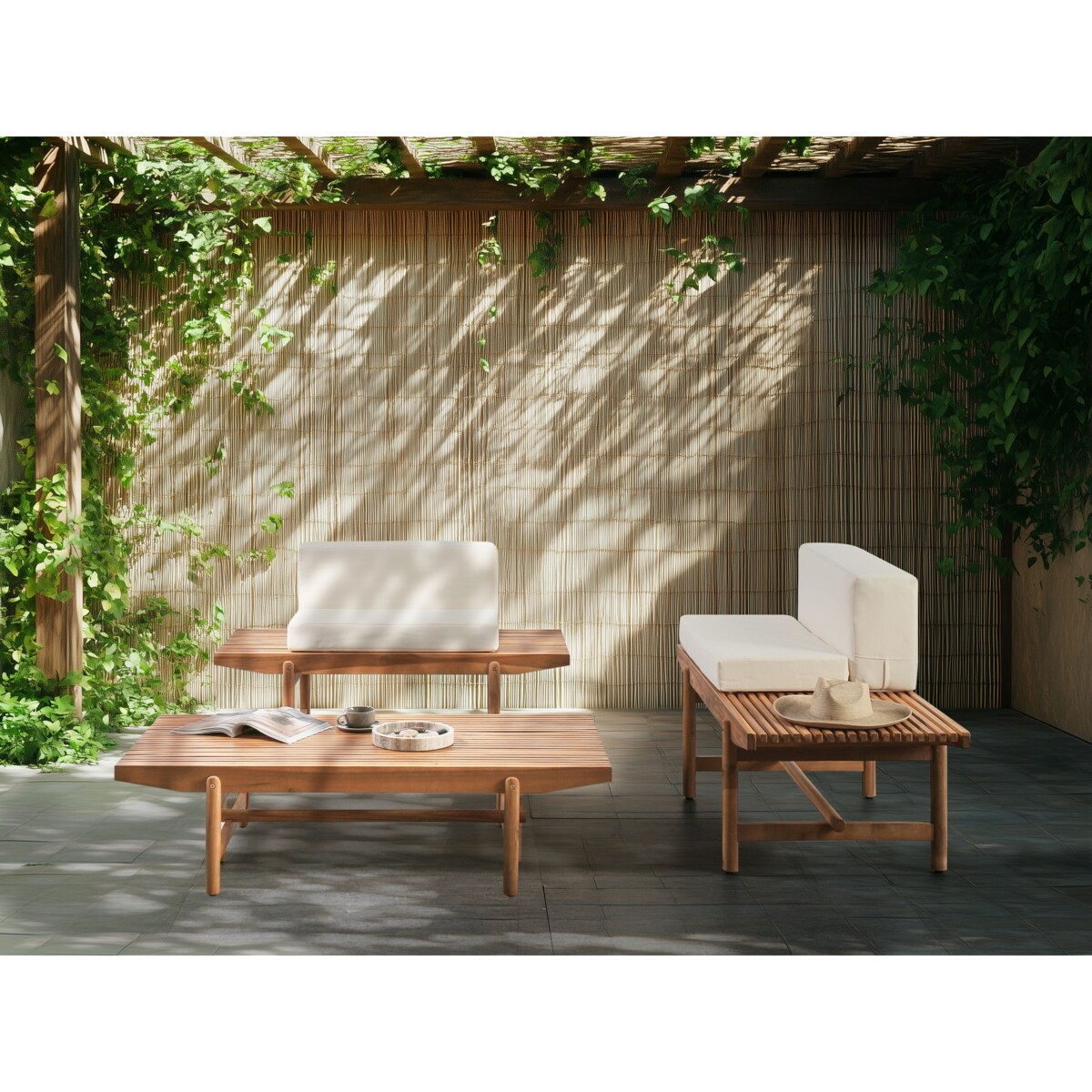 Zestaw wypoczynkowy ogrodowy GIAVENO Drewno akacjowe Złamana biel