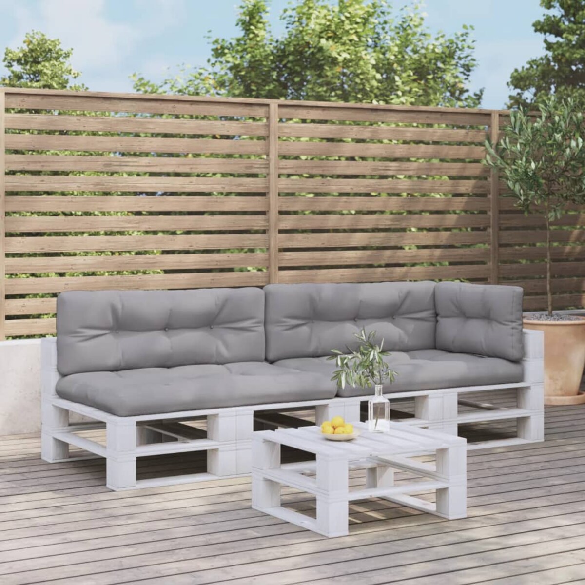 vidaXL Poduszki na palety, 5 szt., szare, tkanina