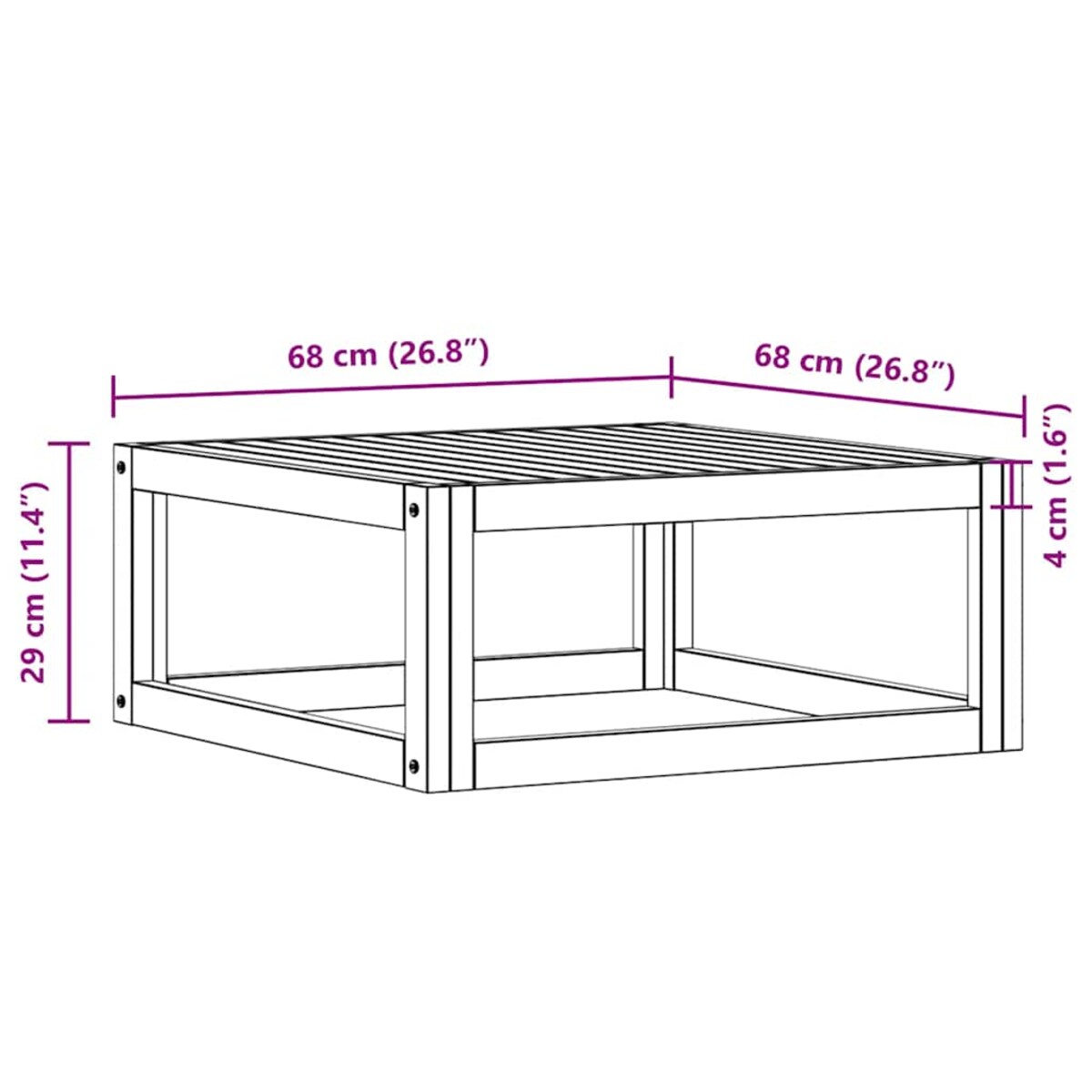 vidaXL Stolik kawowy, 68x68x29 cm, lite drewno akacjowe