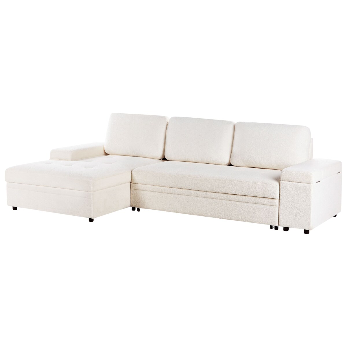 Sofa narożna prawostronna HRISEY Boucle Biały Prawostronny