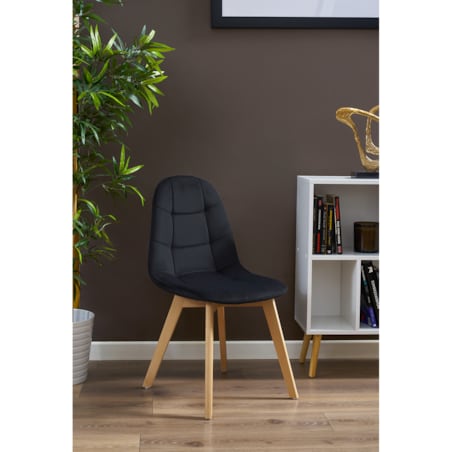 KRZESŁO skandynawskie TAPICEROWANE pikowane do kuchni salonu jadalni czarne