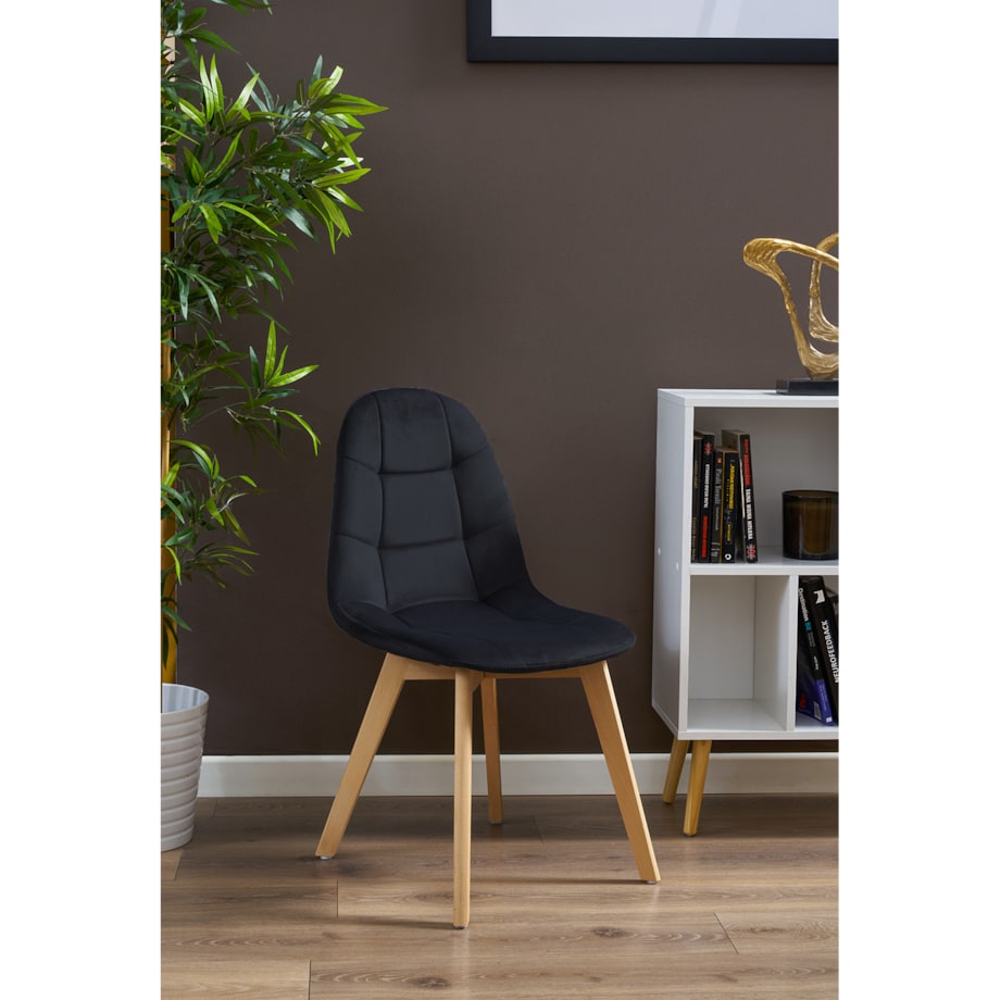 KRZESŁO skandynawskie TAPICEROWANE pikowane do kuchni salonu jadalni czarne