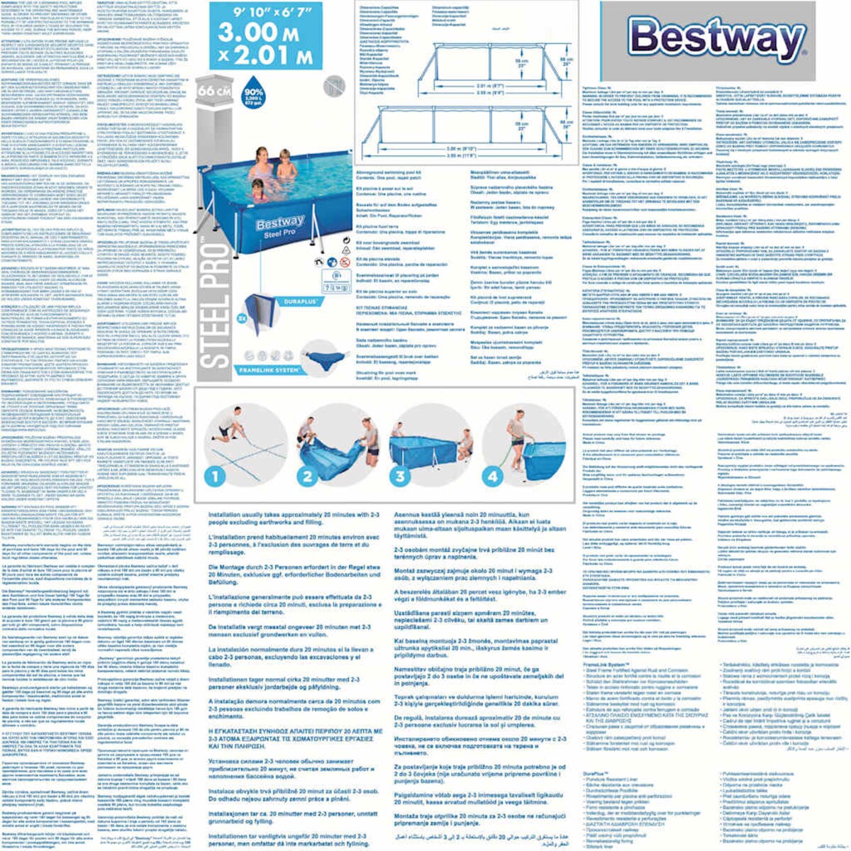 Bestway Basen Steel Pro, 300x201x66 cm