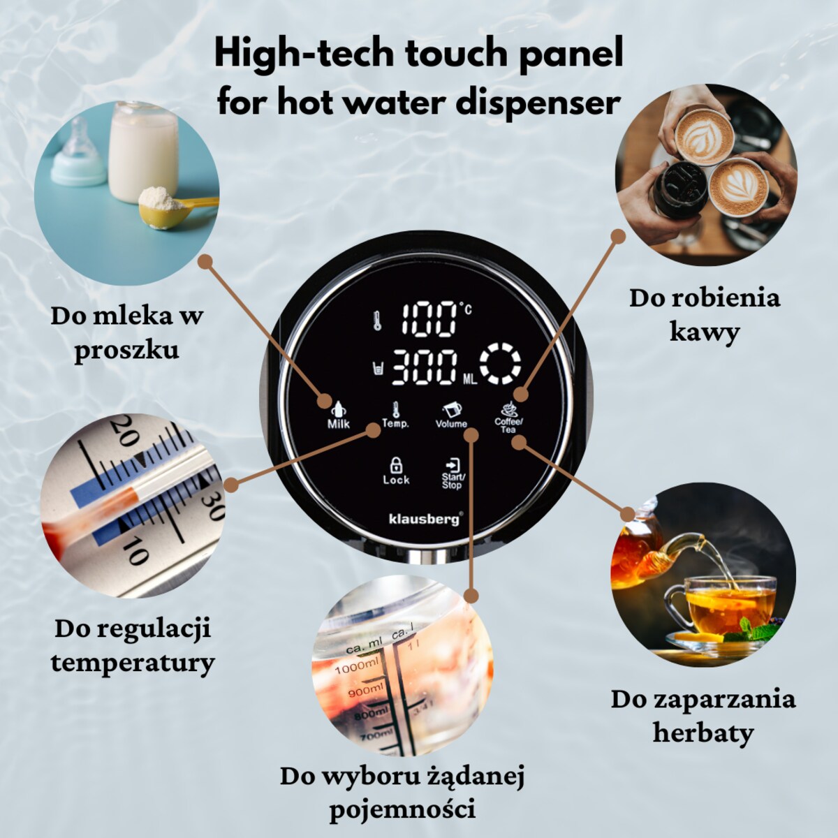 Dozownik dystrybutor podgrzewacz do gorącej wody 2.7L z regulacją temperatury KLAUSBERG