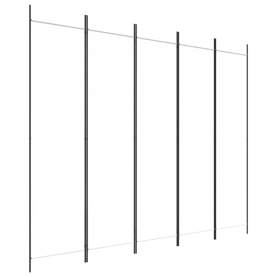 vidaXL Parawan 5-panelowy, biały, 250x200 cm, tkanina