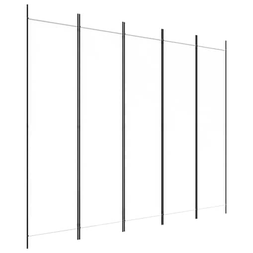 vidaXL Parawan 5-panelowy, biały, 250x200 cm, tkanina