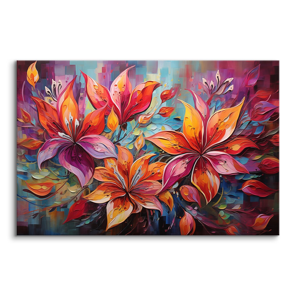 Obraz Na Płótnie Do Jadalni Kolorowe Kwiaty Natura Abstrakcja 120x80cm