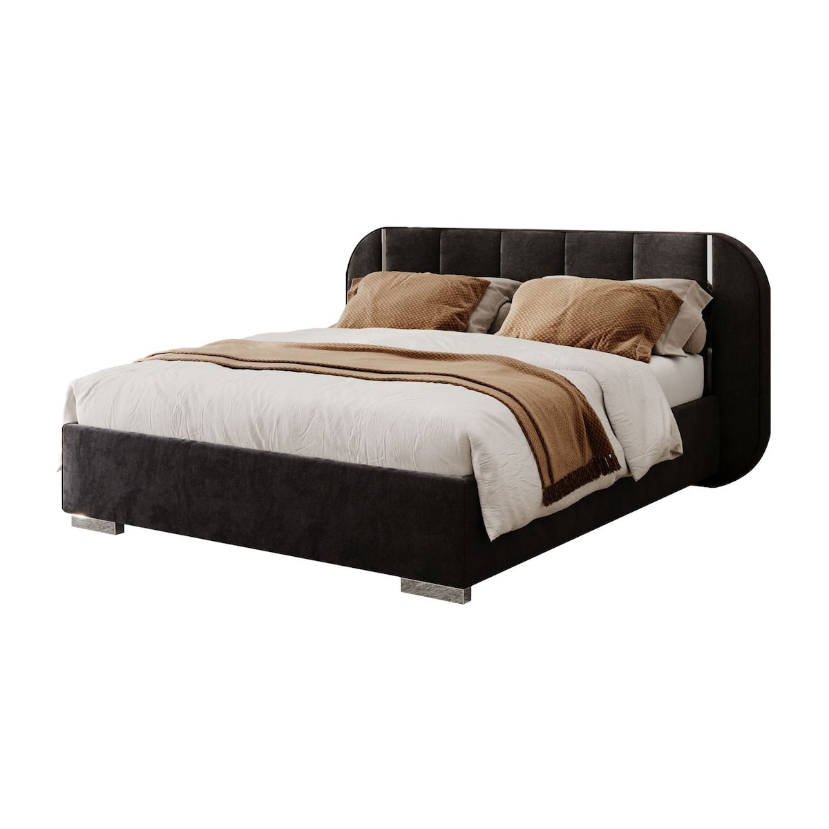 Łóżko tapicerowane AMARA SILVER, pojemnik, stelaż 32, 140x200, Royal Velvet 87254