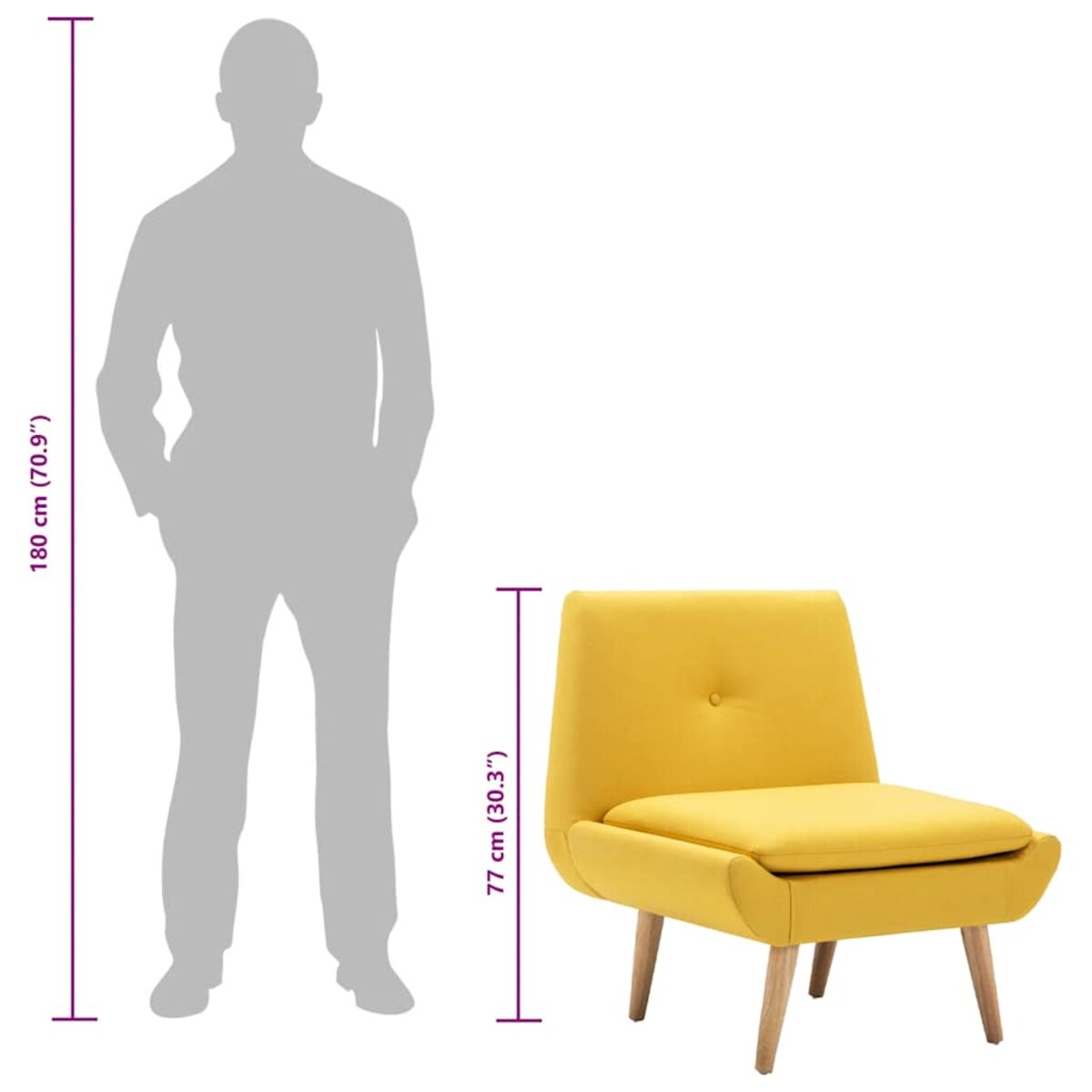 vidaXL Fotel, żółty, tkanina