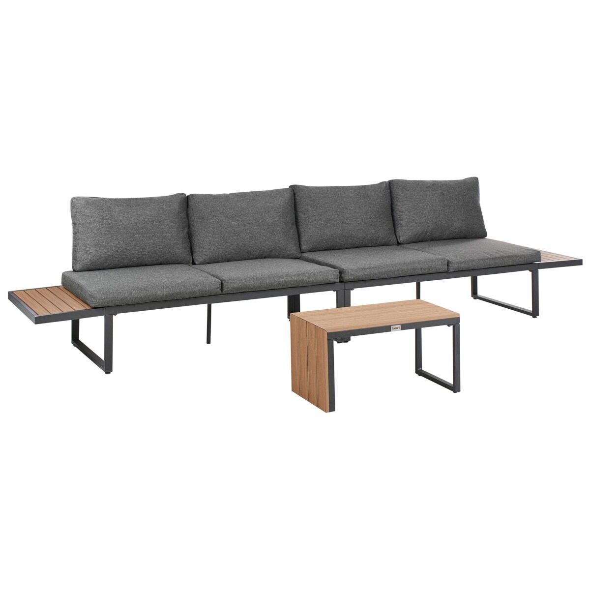 Narożnik ogrodowy ze stolikiem dla 4 osób PIENZA Prawostronny Jasny brąz/ szary