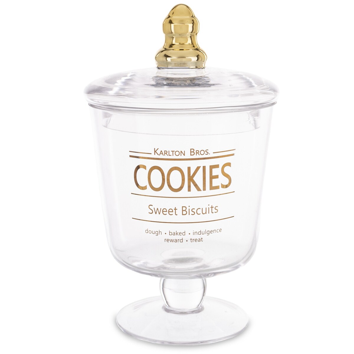 Szklany pojemnik na ciasteczka ze złotem 22 cm