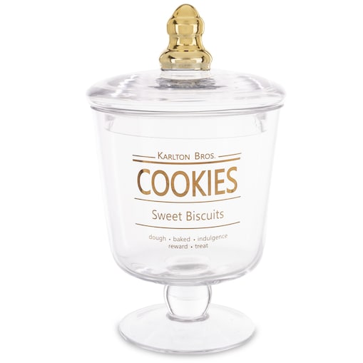 Szklany pojemnik na ciasteczka ze złotem 22 cm