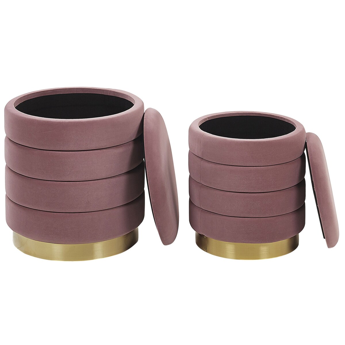 Zestaw 2 pufów ze schowkiem różowy GARLAND