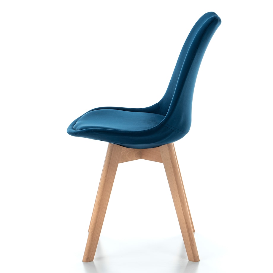 Krzesło skandynawskie z poduszką welurowe DUBLIN granatowe