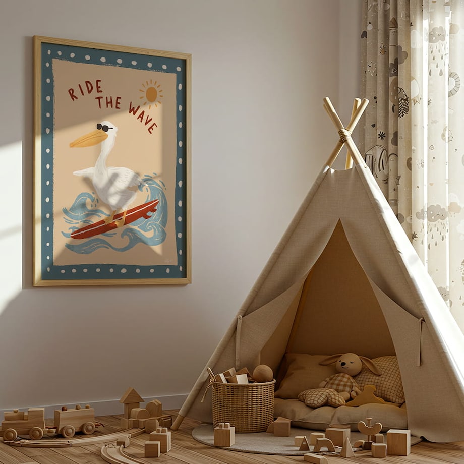 plakat pelikan na fali 70x100