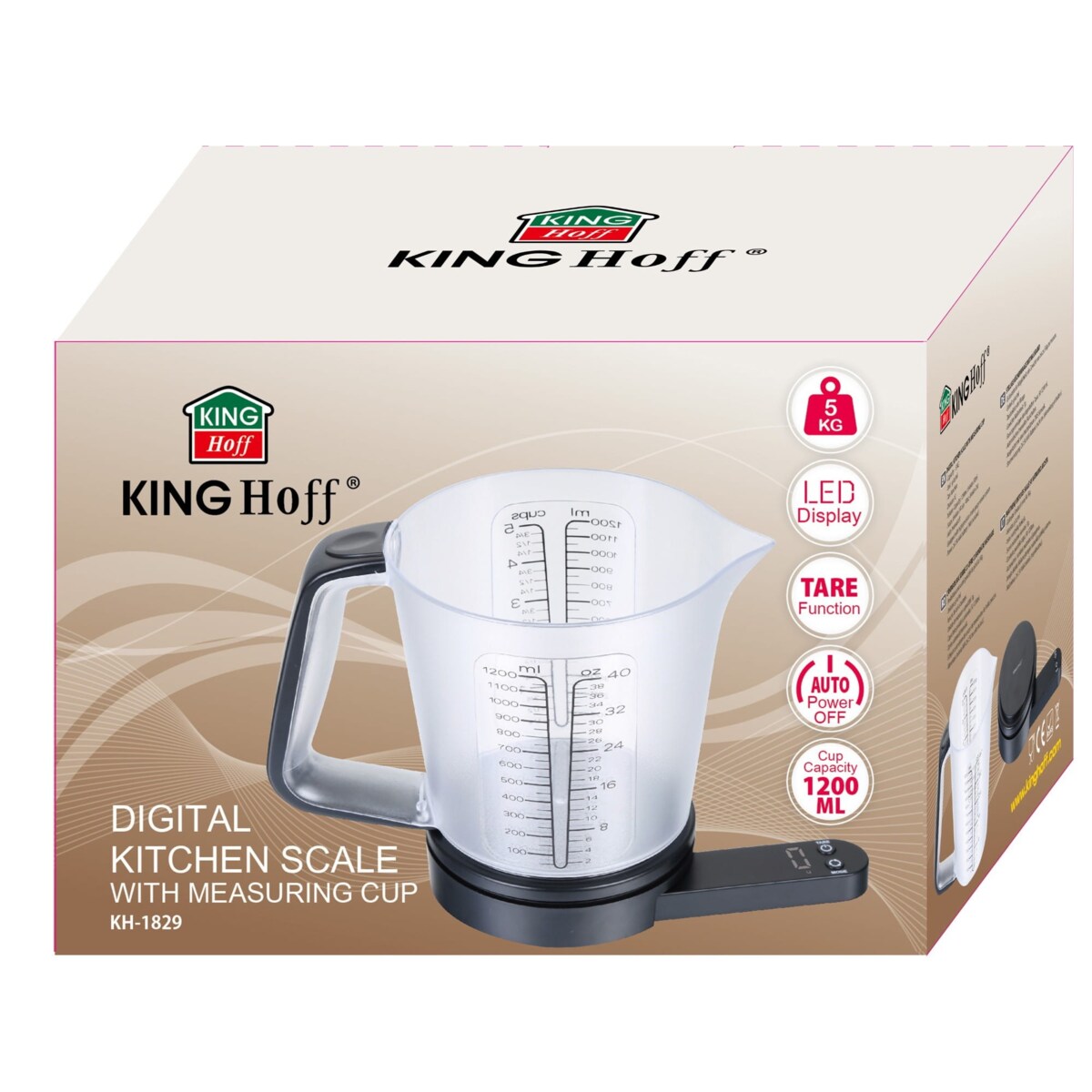 Elektroniczna waga kuchenna z dzbankiem 1200ml 1g 5kg KINGHOFF