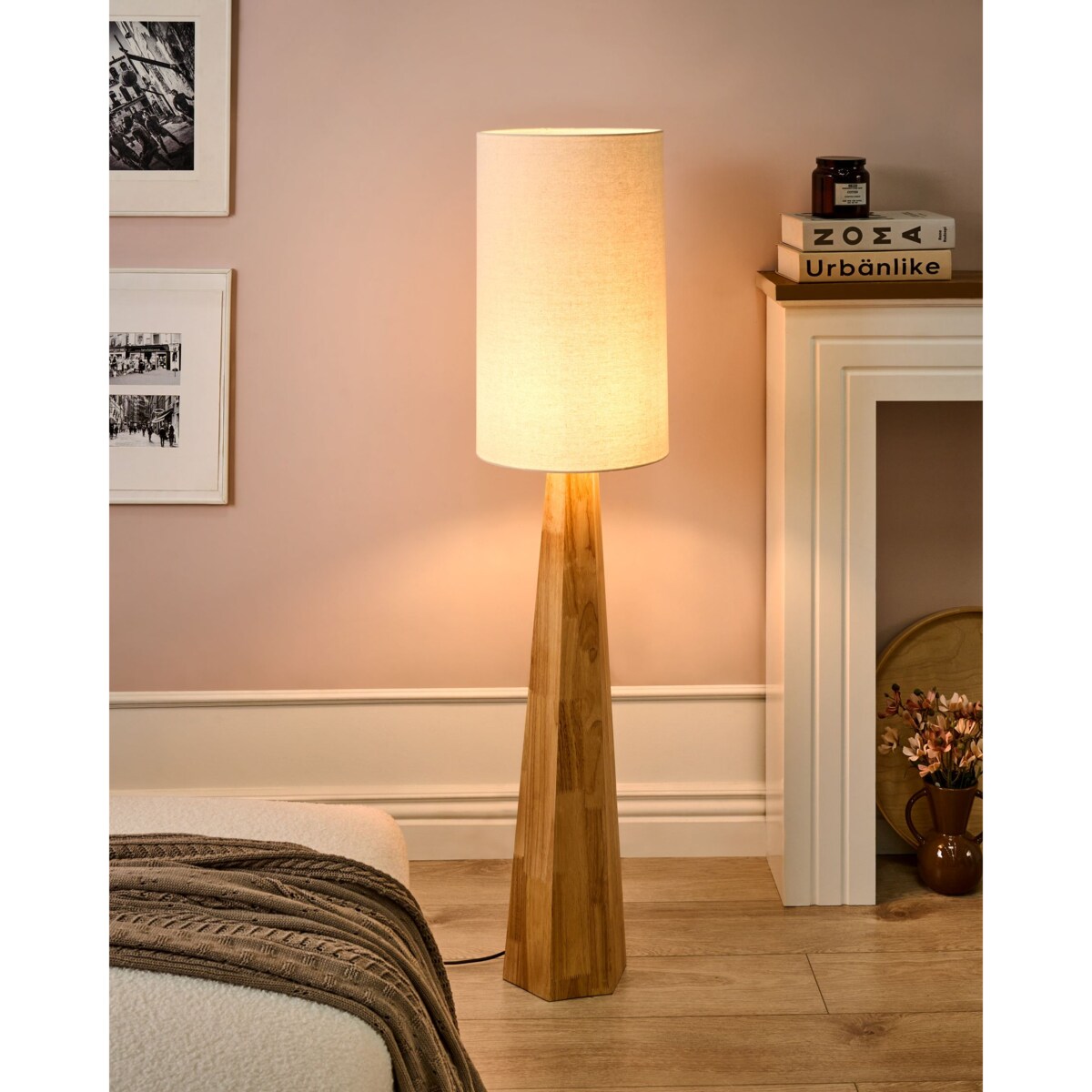Lampa podłogowa ILALA Drewno kauczukowe Naturalny