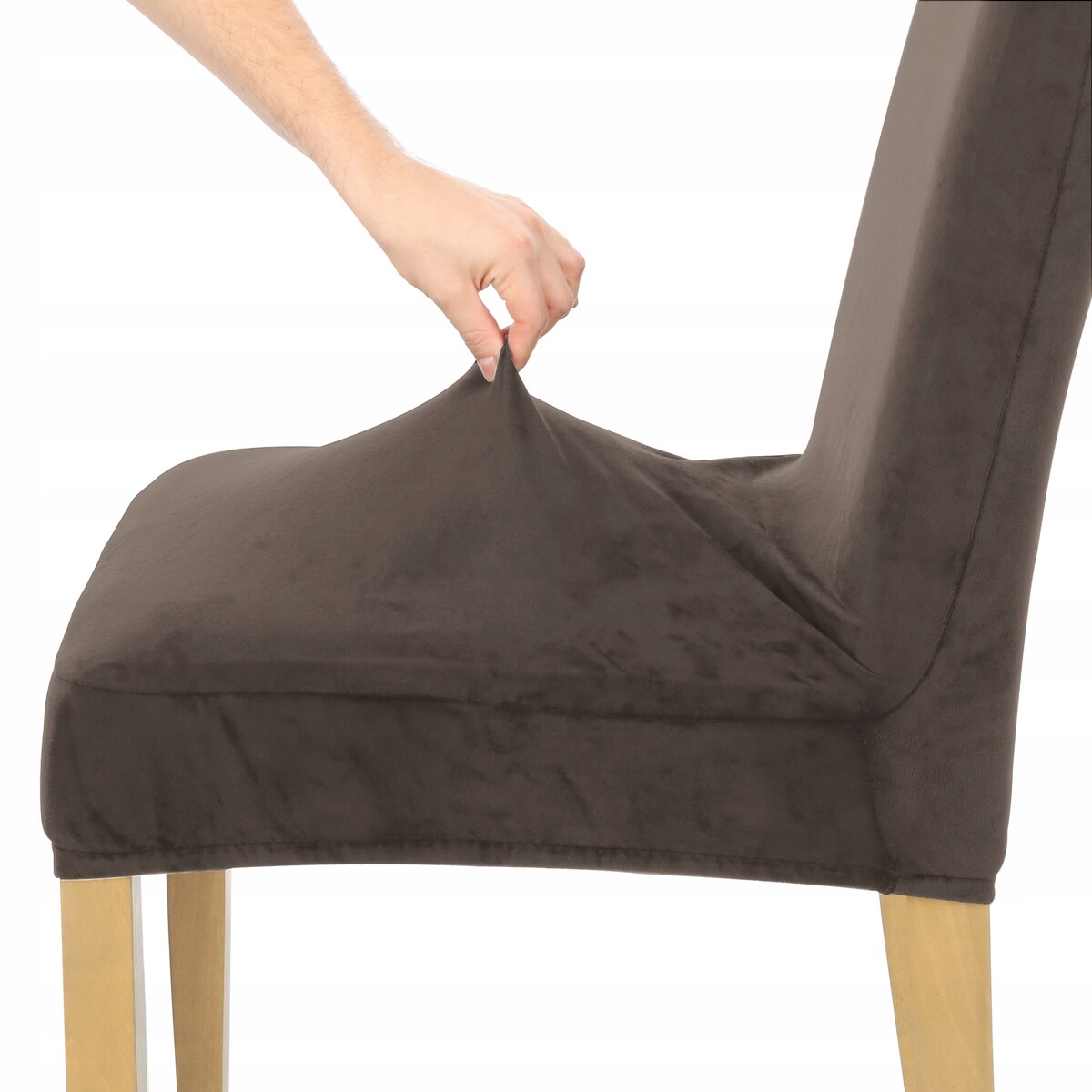 POKROWIEC NA KRZESŁO KAKAOWY BRĄZ WELUR ELASTYCZNY [21WK]
