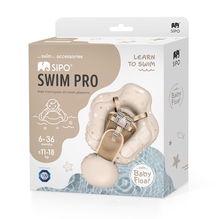 Sipo, Swim Pro, Dmuchane Koło Treningowe Do Nauki Pływania Dla Dzieci I Niemowląt, 6-36 Miesięcy, 11-18 Kg, Beżowe