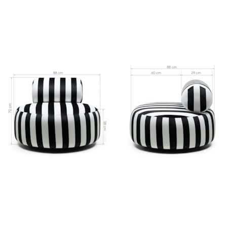 Fotel obrotowy 70x88x88 cm ORVIETTA biało-czarne pasy