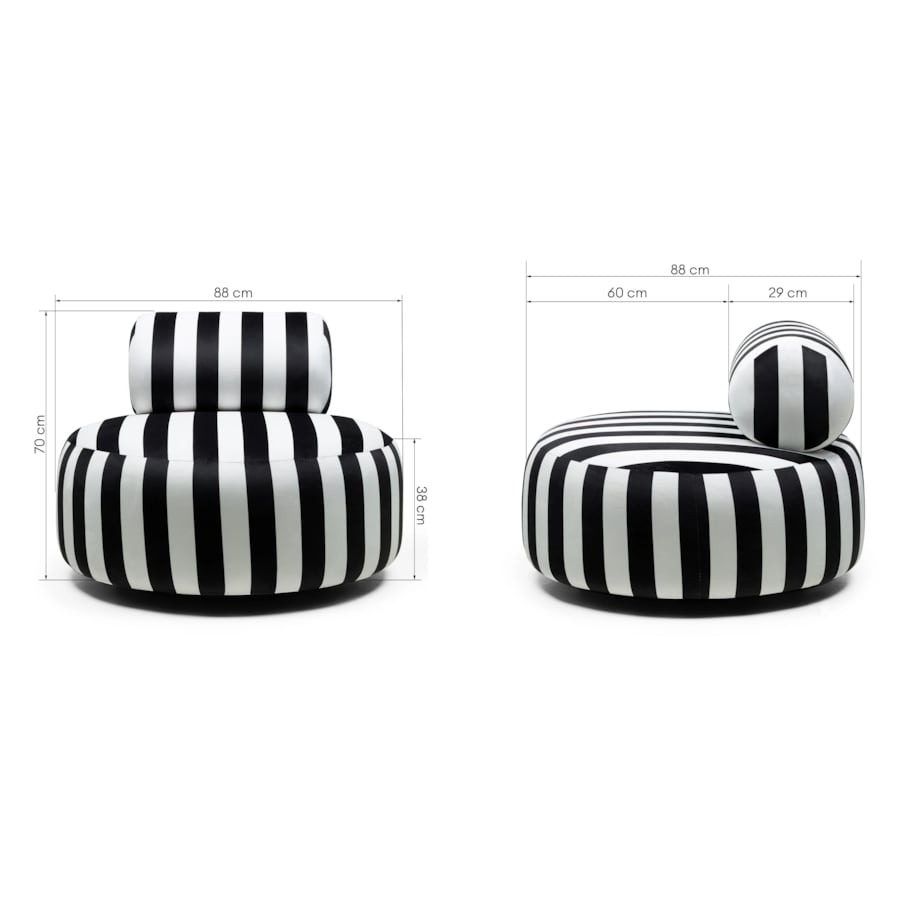 Fotel obrotowy 70x88x88 cm ORVIETTA biało-czarne pasy