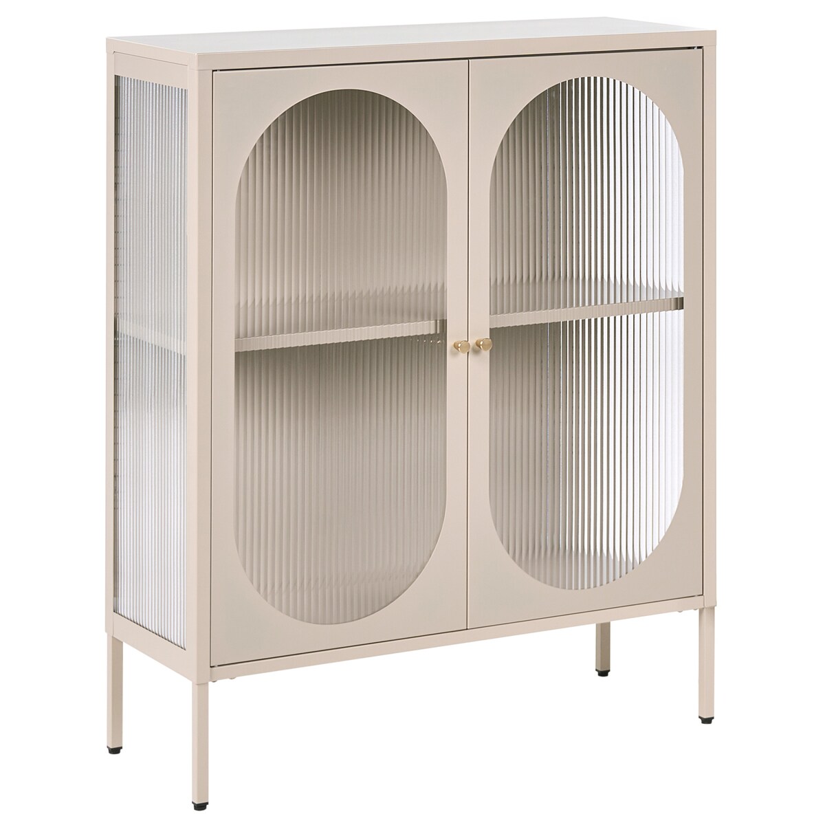 Szafka ze szklanymi drzwiami SARRE Metal 90 cm Beżowy