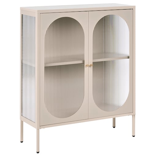 Szafka ze szklanymi drzwiami SARRE Metal 90 cm Beżowy