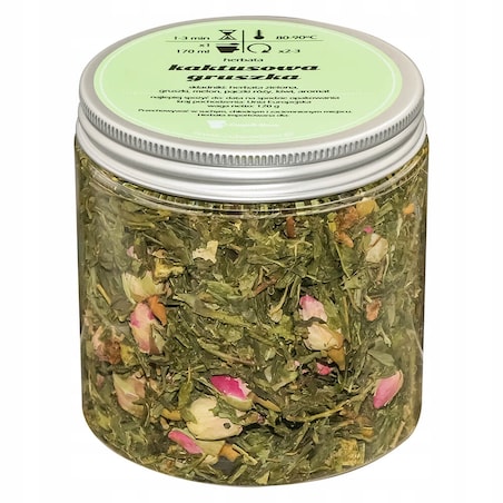 Herbata zielona KAKTUSOWA GRUSZKA o smaku kaktusa i soczystej gruszki - herbata liściasta sypana mieszanka napar susz - gotowa na prezent upominek