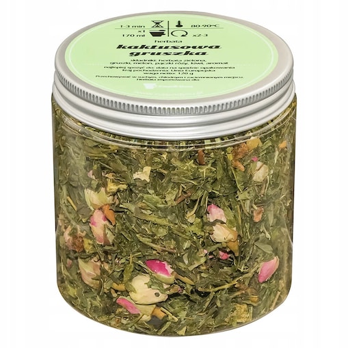 Herbata zielona KAKTUSOWA GRUSZKA o smaku kaktusa i soczystej gruszki - herbata liściasta sypana mieszanka napar susz - gotowa na prezent upominek